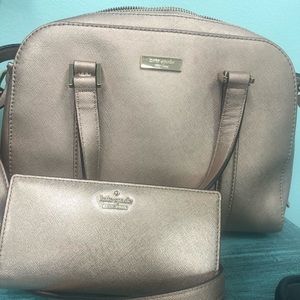 Kate Spade Rose Gold cross body tote and wallet